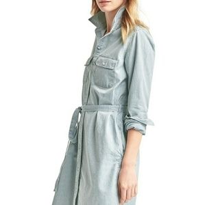 Gap Railroad stripe tie-belt denim shirt dress (NW